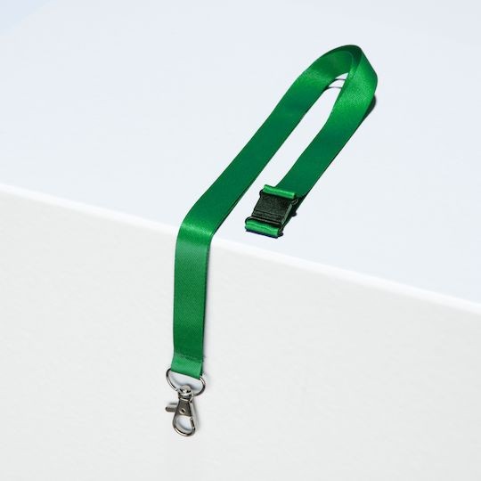 Tours de cou vert pour badges avec mousqueton et clip de sécurité