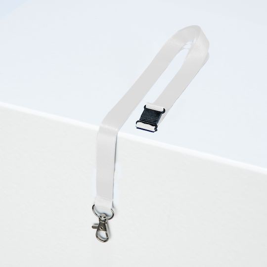 Tours de cou blanc pour badges avec mousqueton et clip de sécurité