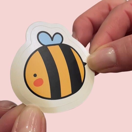 Sticker personnalisé nacré en forme d'abeille