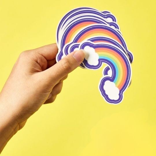 Stickers personnalisés à l'unité en forme d'arc-en-ciel