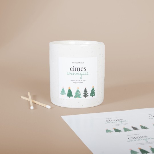 Etiquettes bougies personnalisées en planche avec motifs de Noël