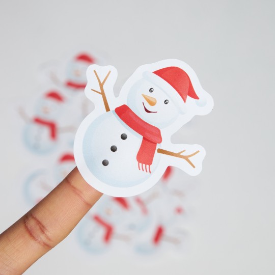 Sticker personnalisé en forme de bonhomme de neige pour Noël