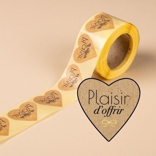 500 étiquettes plaisir d'offrir effet kraft en rouleau