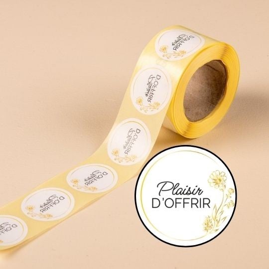500 étiquettes plaisir d'offrir fleuri en rouleau