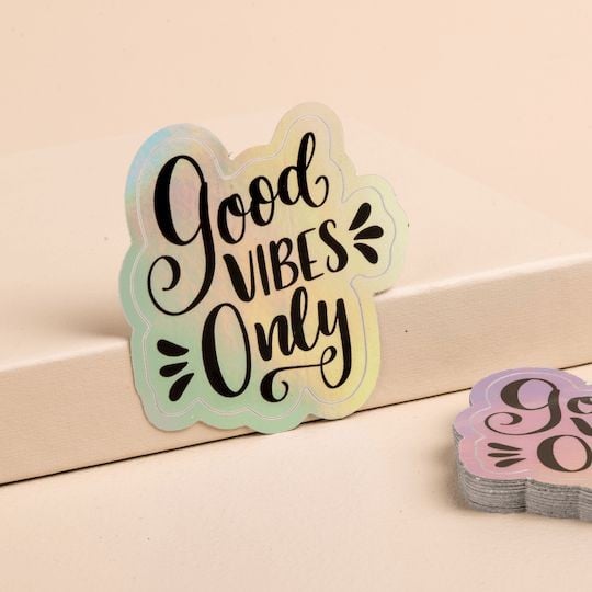 Stickers à la forme personnalisés imprimés sur du plastique holographique