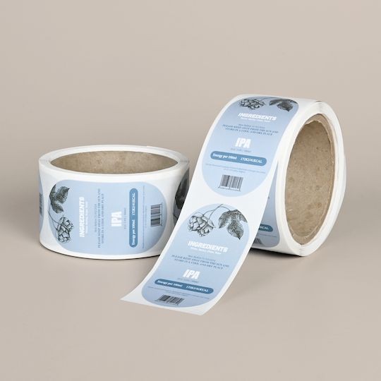 Rouleaux d'étiquettes personnalisées en papier à base de chanvre avec un design bleu pour bouteilles de bière