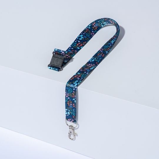 Tour de cou recyclé pour badge motif jungle avec mousqueton et clip de sécurité