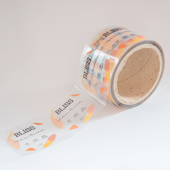 étiquettes personnalisées en rouleaux en plastique transparent