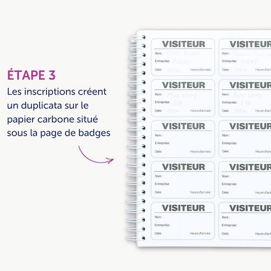 Schema explicatif montrant le duplicata carbone dans le registre visiteur