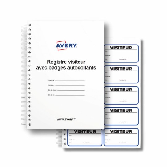Registre visiteur avec 250 badges autocollants