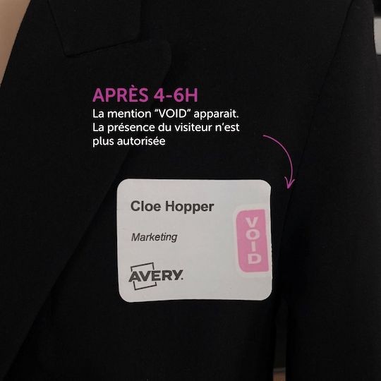 Photo montrant la languette expirante devenue rose et affichant le message VOID