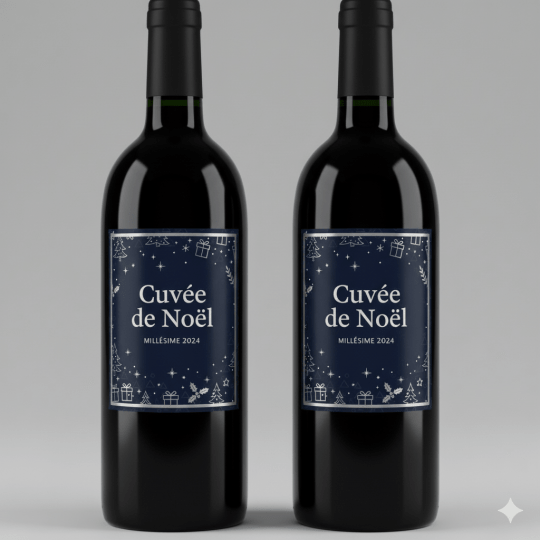 Etiquettes bouteilles de noel
