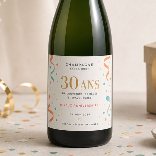 étiquettes personnalisées champagne anniversaire