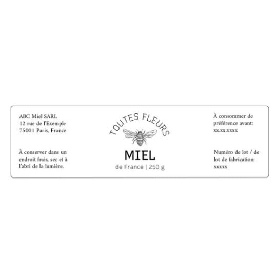 modèle étiquette pot de miel 250g