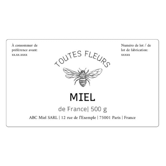 modèle étiquette miel 500g