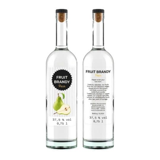 bouteille de spiritueux avec étiquette réglementaire