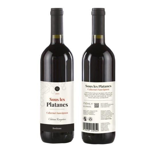 bouteille de vin avec étiquette réglementaire