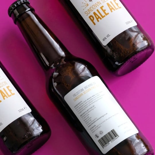 étiquette réglementaire d'une bouteille de bière