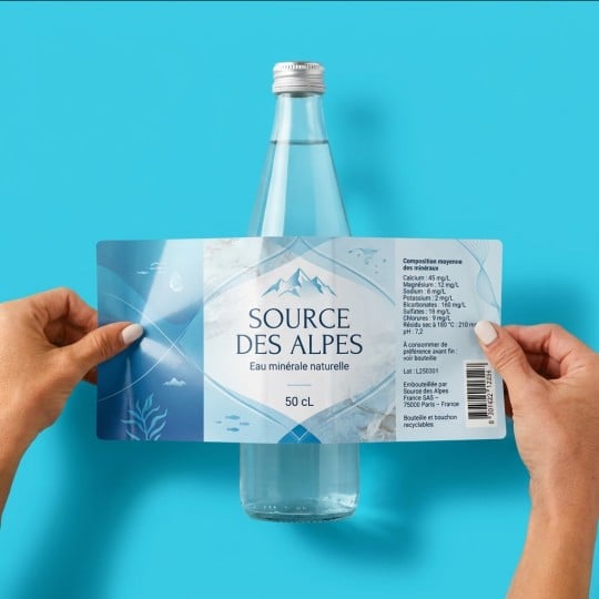 étiquette réglementaire de bouteille d'eau