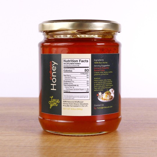 pot de miel avec étiquette réglementaire