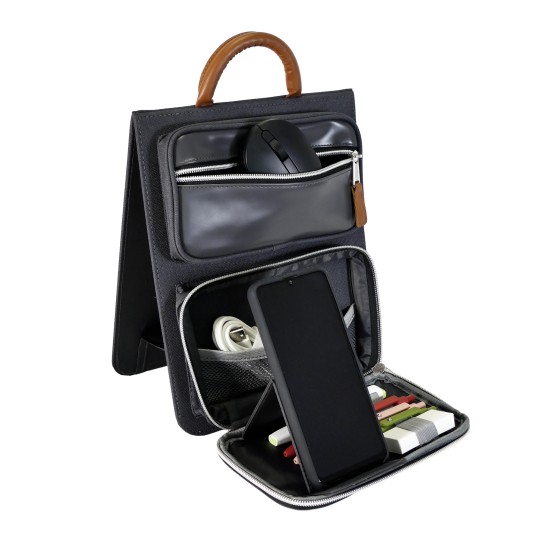Pochette nomade grise pour ranger ses affaires de bureau