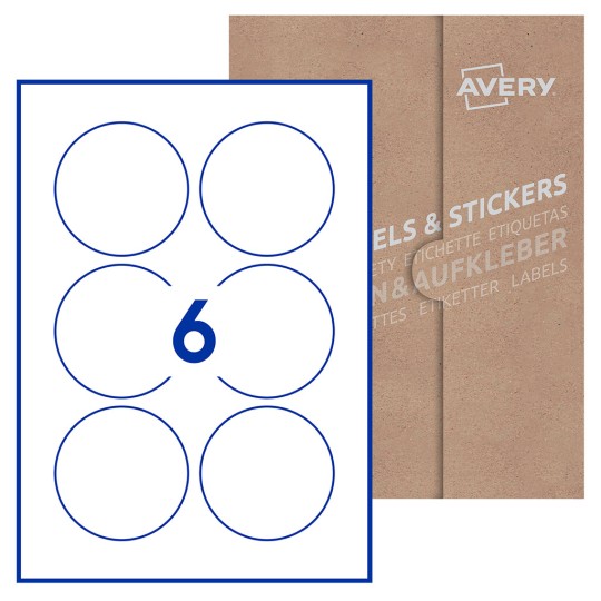 O 80mm Ronde Etiquettes Vierges Avery