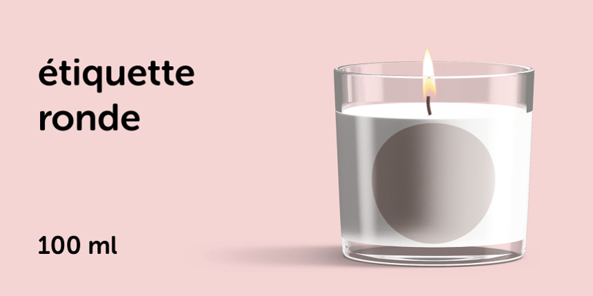Taille etiquettes bougies 100ml rond