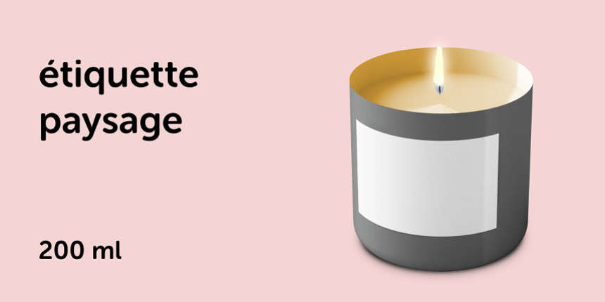 Taille etiquettes bougies 200ml rectangle 70x40