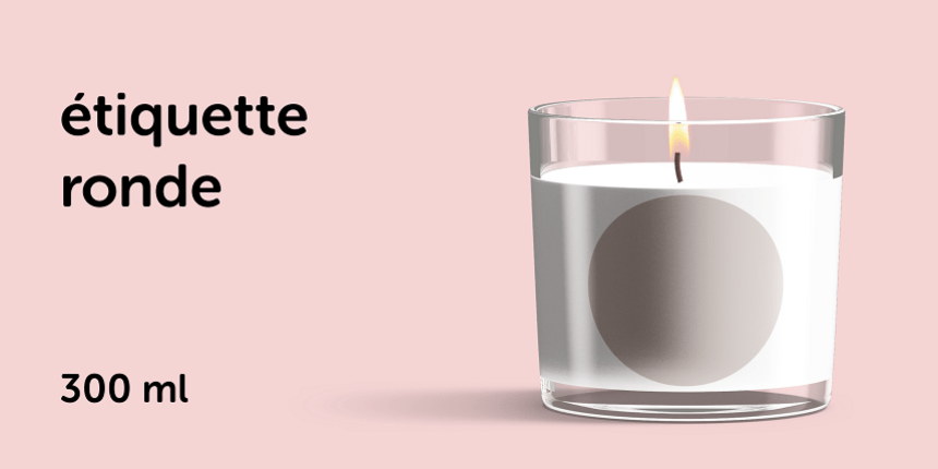 Taille etiquettes bougies 300ml rond