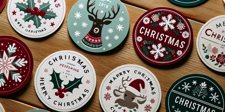 Etiquettes autocollantes pour décorer les cadeaux de Noël