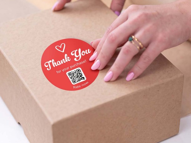 stickers qr code merci sur boîte