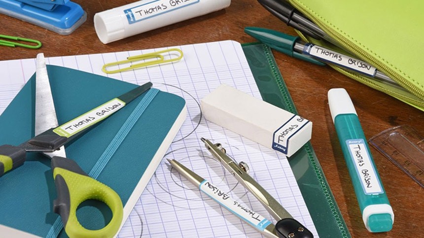 etiquettes stylos ciseaux