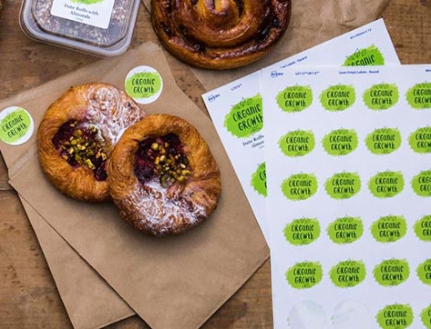 planche d'étiquettes personnalisées pour pâtisserie