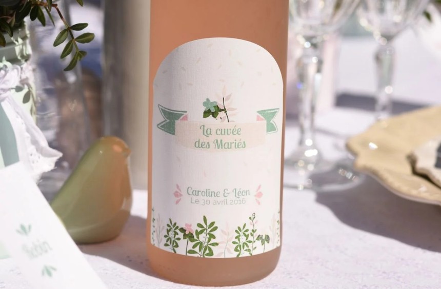 étiquette bouteille personnalisée pour un mariage