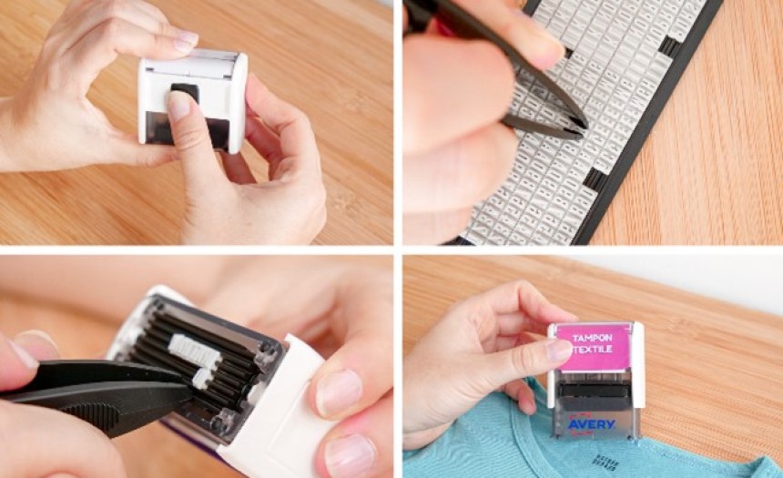 Photos des étapes tamponner avec le tampon textile