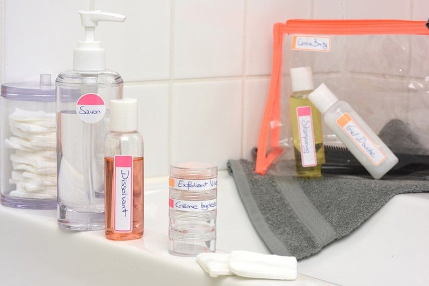 Etiquettes plastifiées pour salle de bain