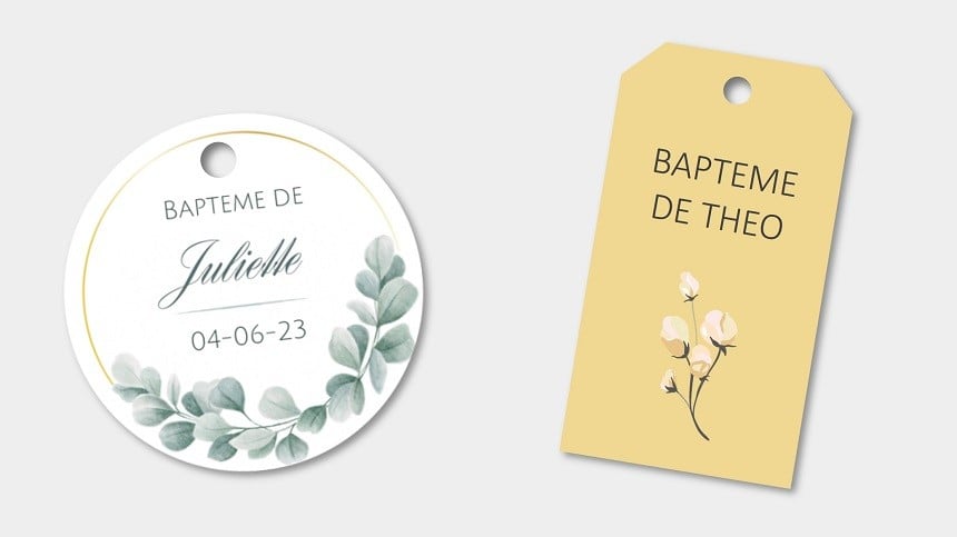 Etiquettes perforées baptême