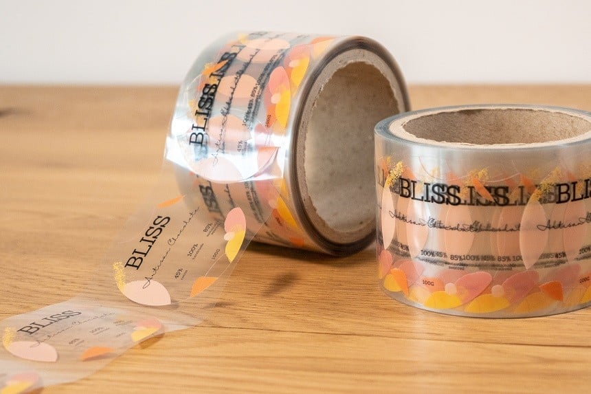 Etiquettes transparentes en rouleaux