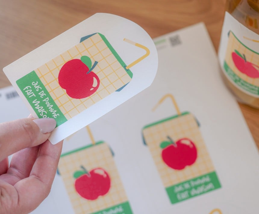 Etiquettes personnalisées jus de pomme