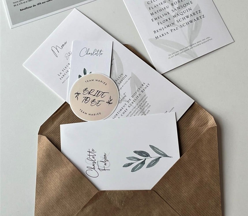 echantillon etiquette et papeterie de mariage
