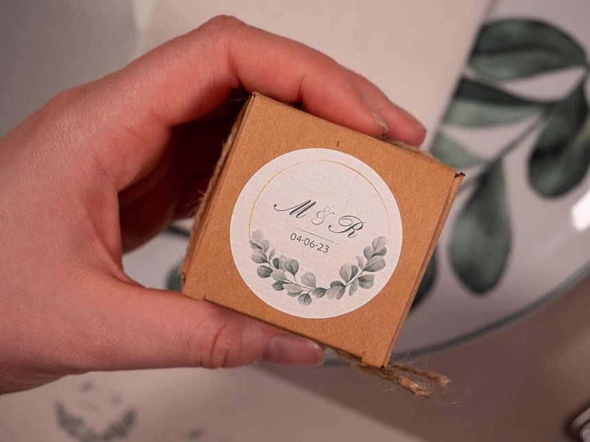 Etiquettes mariage en papier crème texturé