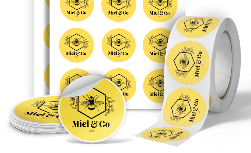 stickers logo en planches rouleaux et découpés à l'unité