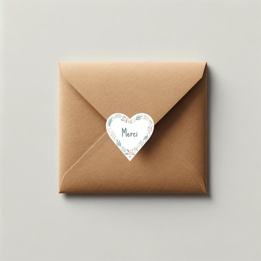 étiquettes merci en forme de coeur