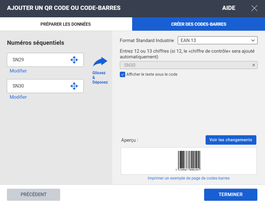 Générateur de code-barres du logiciel Avery Design & Print