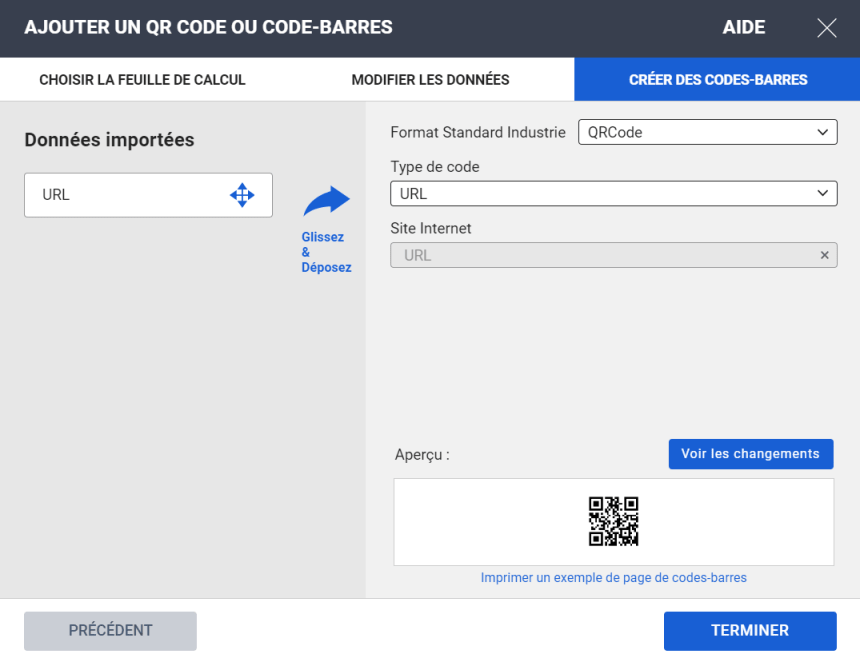 Générateur de QR code du logiciel Avery Design & Print
