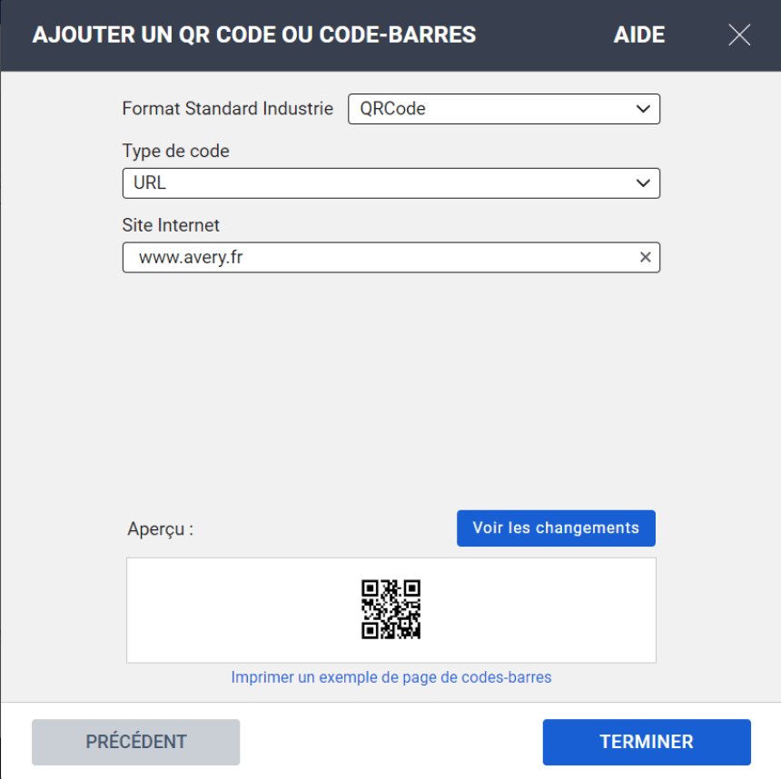 Générateur de QR code de l'outil Avery Design & Print