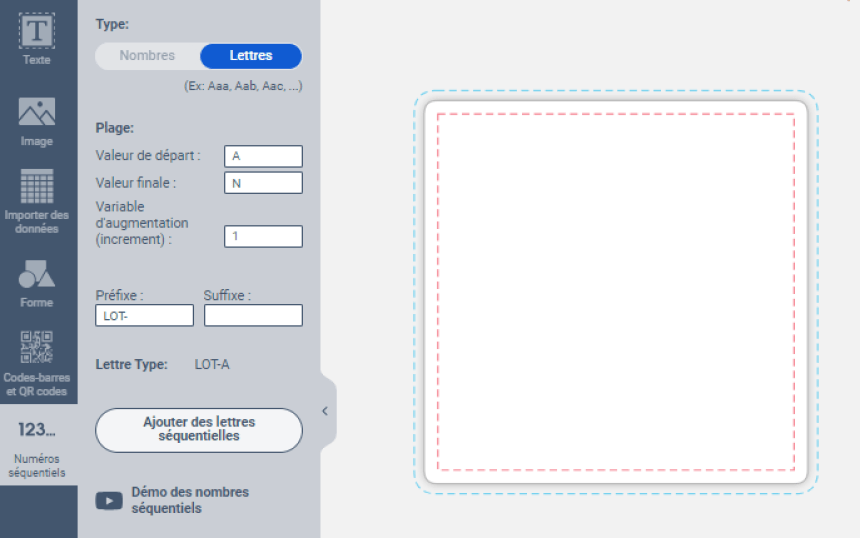 Générateur de numéros séquentiels du logiciel Avery Design & Print