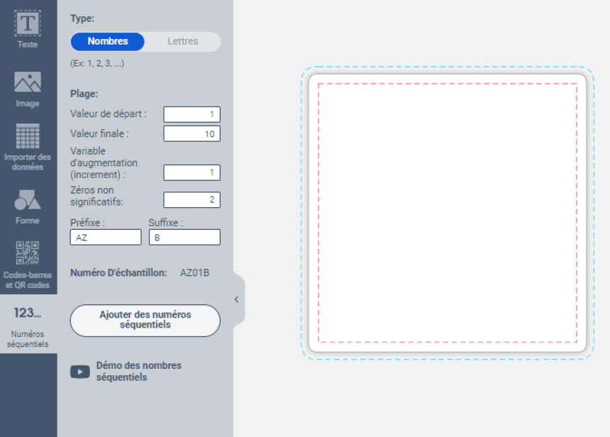 Générateur de numéros séquentiels du logiciel Avery Design & Print