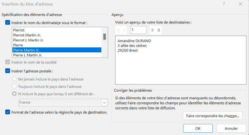 Modèle Avery dans Microsoft Word