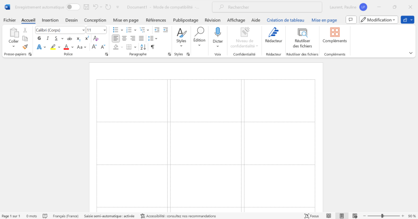 Modèle Avery dans Microsoft Word